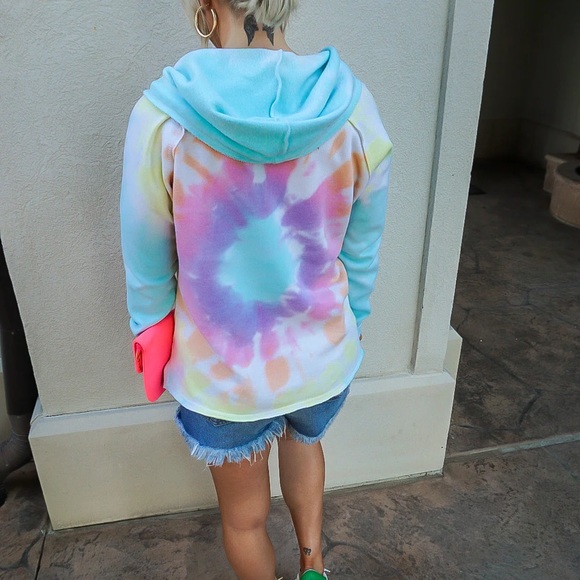 KALEIDOSCOPE TIE DYE POCKETED HOODIE - Picture 4 of 4